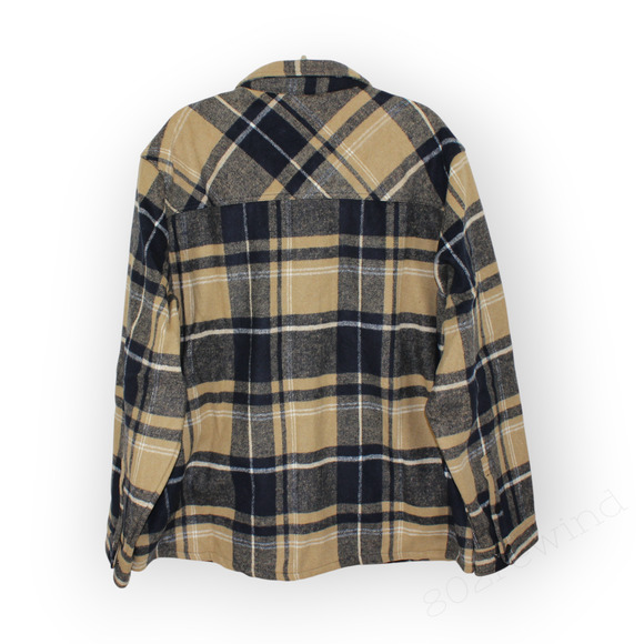3XL NEW Dakine Shirt-Jac Shacket Chore Barn Snap Navy Plaid Flannel Fleece - Picture 2 of 14